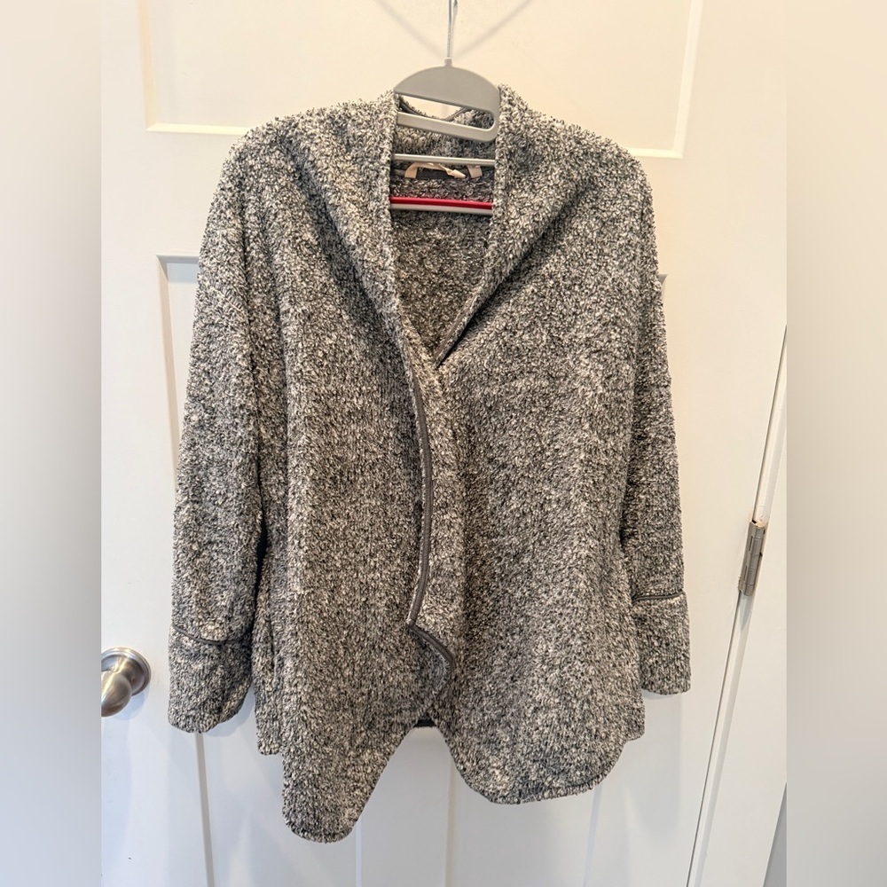 Soft Surroundings Gray Hooded Open Front Cardigan Sweater Size S